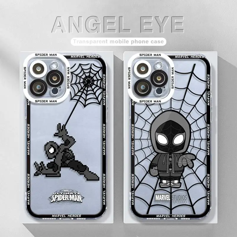 

Marvel Hero Spiderman For iPhone 14 11 12 13 Pro Max XS XR X 7 8 6 6S Plus Silicone Clear Cover Print Frame Funda