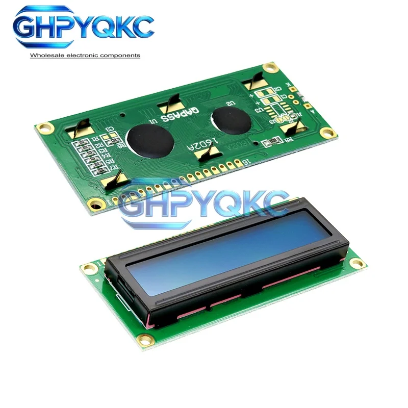 Фото LCD-модуль 1602 с синим/желто-зеленым экраном, 16x2 символьный LCD-дисплей, интерфейс PCF8574T PCF8574 IIC I2C, 5В, для Arduino №3