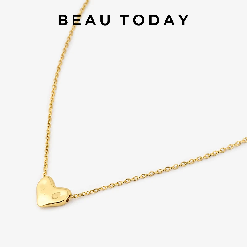 

BEAUTODAY Necklace Women 18K Gold-Plated Silver Mini Heart Adjustable Length 2023 Trendy Accessories Gift Ladies Jewelry 93052