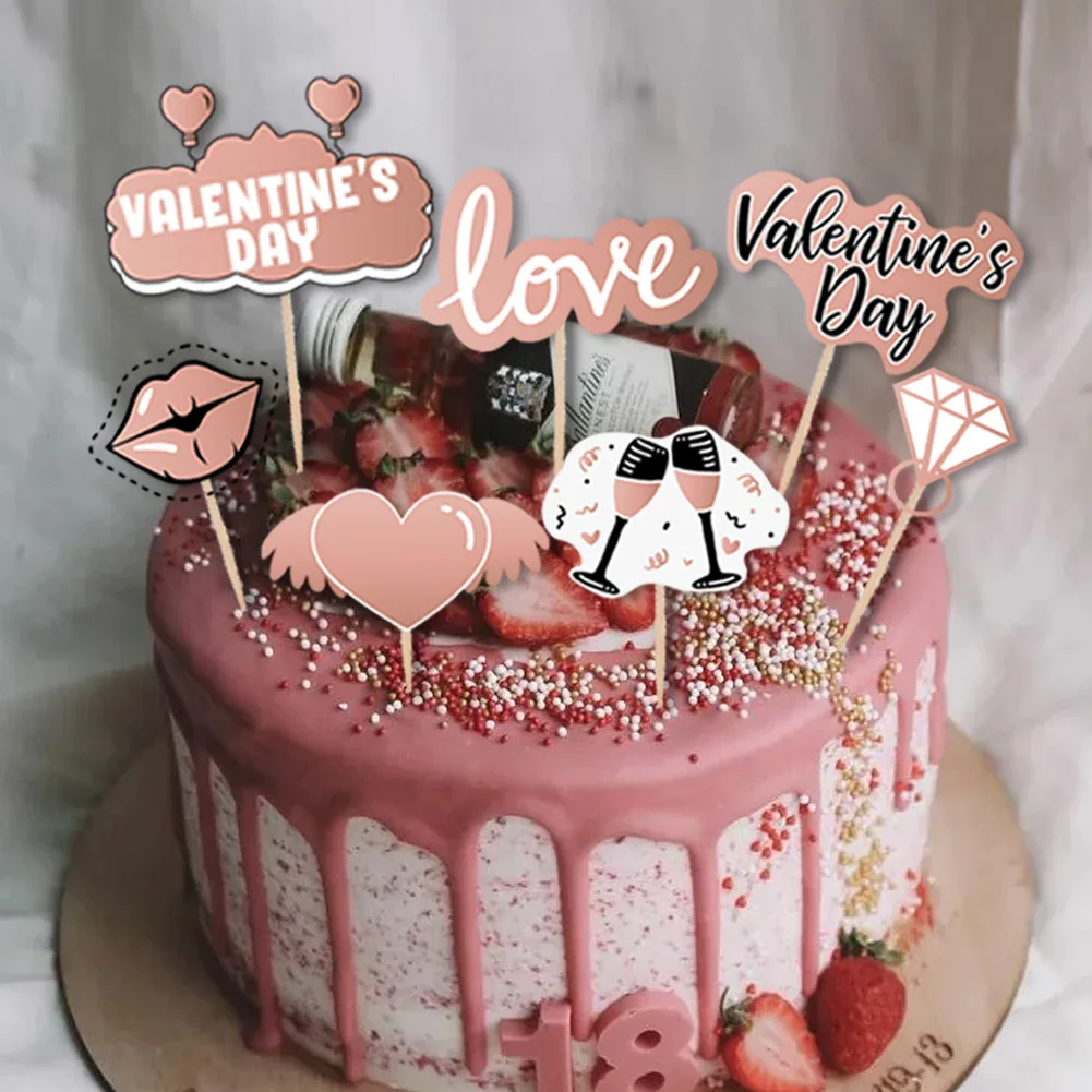 

7 шт. бумажных украшений для торта на День святого Валентина