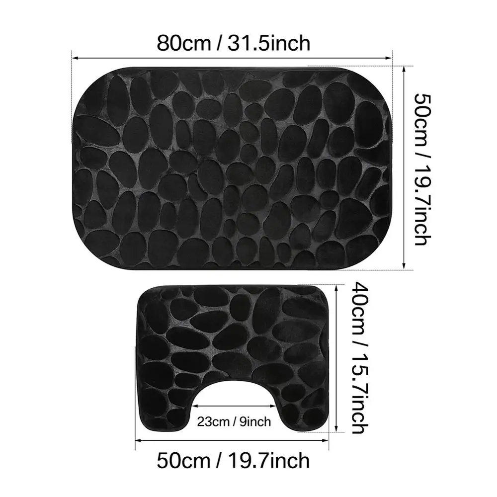 50x80cm cobblestone fleece bathroom memory foam rug kit toilet bath non slip mats floor carpet set mattress for bathroom decor free global shipping