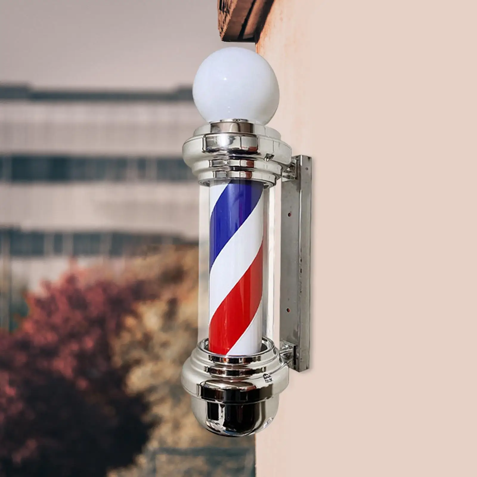 

Barber Pole LED Light Rotating Hair Salon Sign Light Waterproof Wall Mounted with Ball for Indoor Hairdressing Party Outdoor