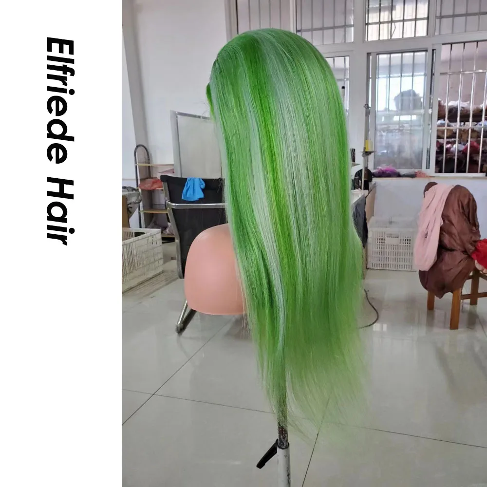 Elfriede зеленые прямые кружевные передние парики для женщин парик на сетке 4x4 13X4 13X6 HD