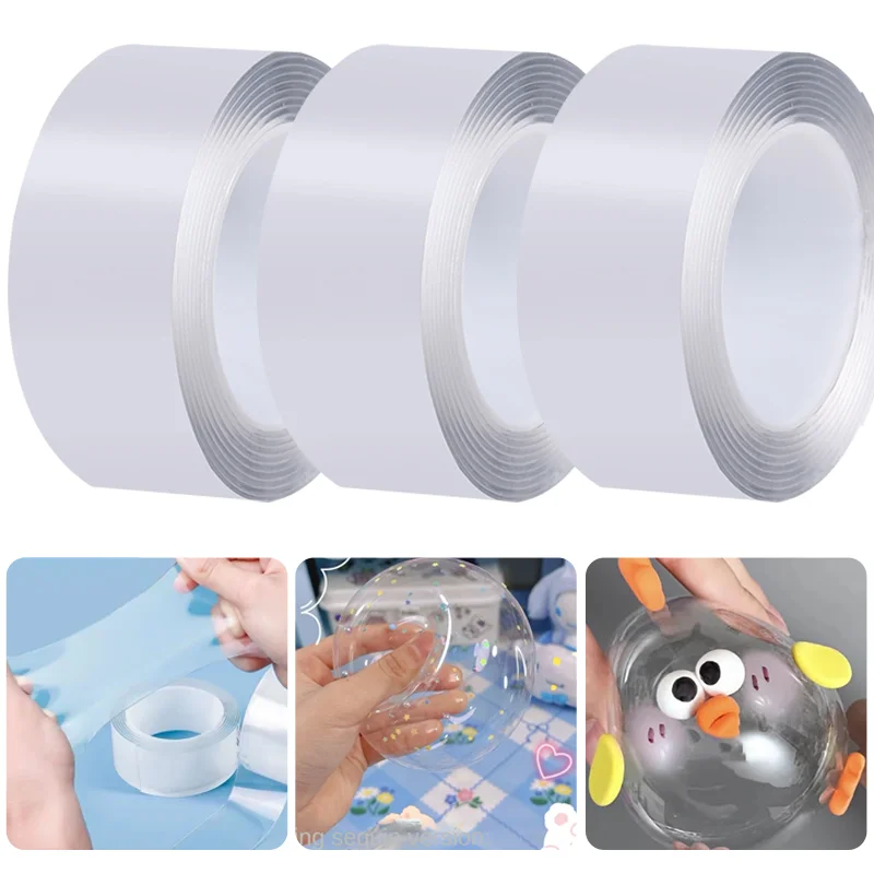 1-5M Reusable NanoTape Blowable Balloon Tape Waterproof Double-sided Adhesive DIY Decompression Balloon Tapes Home Supplies