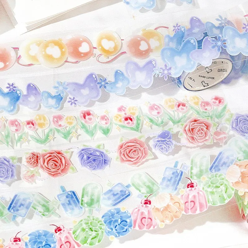 

3M Kawaii Colorful Bubble Jelly flower Sticker Tape Scrapbooking Journal Scene Frame Decoration Cute Sticker School Stationery
