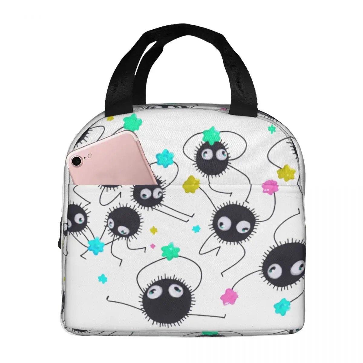 

Soot Sprites My Neighbor Totoro Lunch Bag Portable Insulated Cooler Studio Ghibli Anime Thermal School Lunch Box for Women Kids