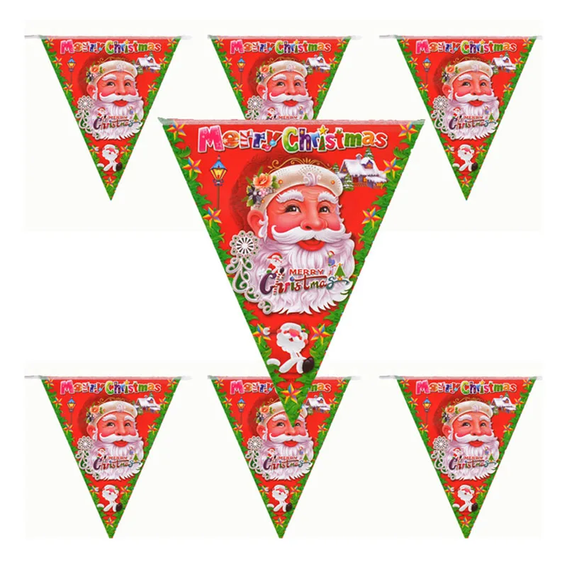 

20x28CM Santa Claus Snowman Banner Christmas Triangle Hanging Flag Xmas Tree Decorations Home New Year Party Pennant Ornaments