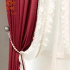 Плотные фланелевые шторы с вышивкой, французские высококачественные однотонные плотные светонепроницаемые занавески для гостиной и спальни