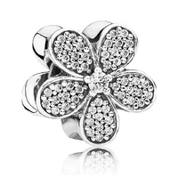 original moments cute daisy flower with full crystal beads charm fit pandora women 925 sterling silver bracelet bangle jewelry