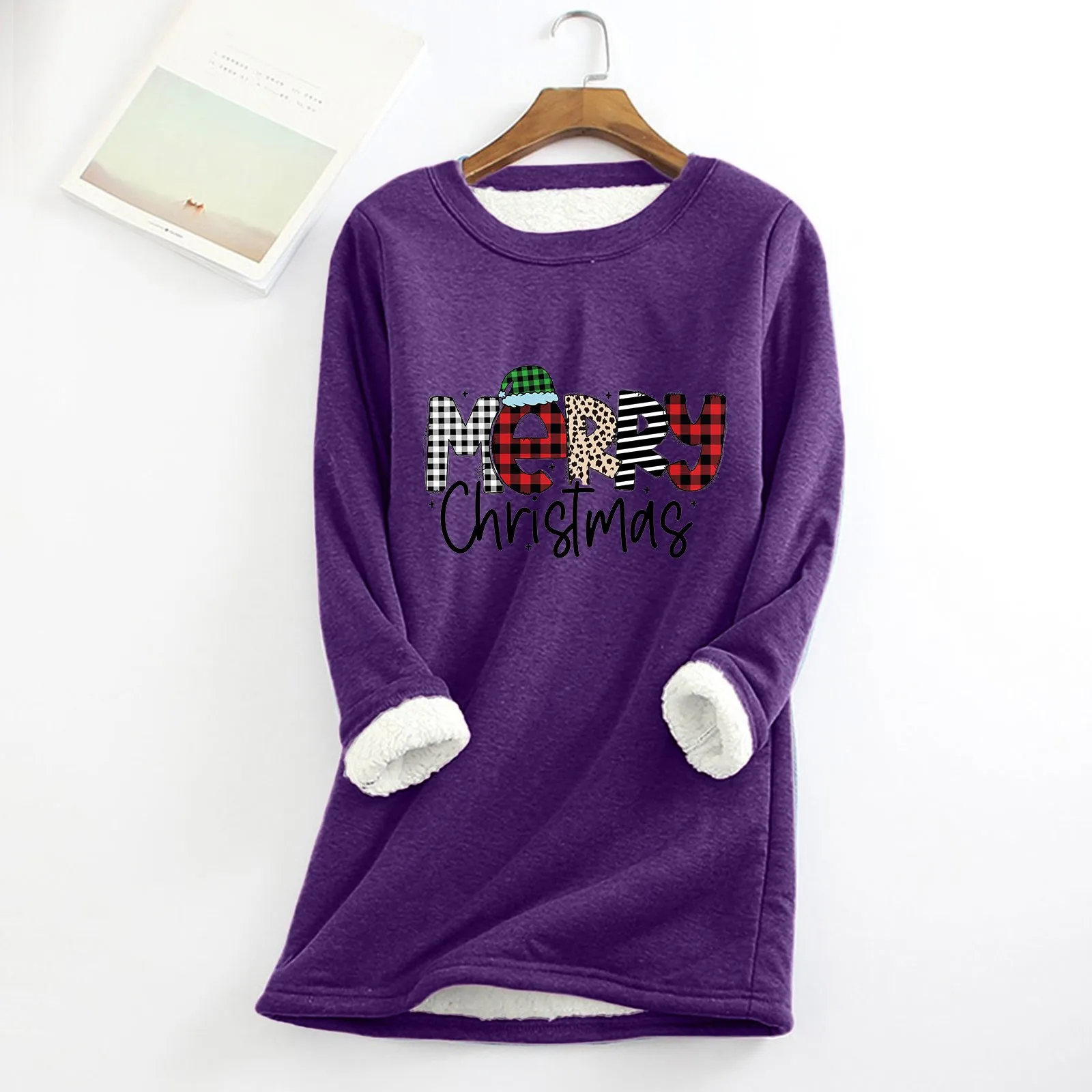 

Женский топ с рождественским принтом Band 1, свободные утепленные флисовые Теплые Топы, цифровая подземная одежда для осени и зимы