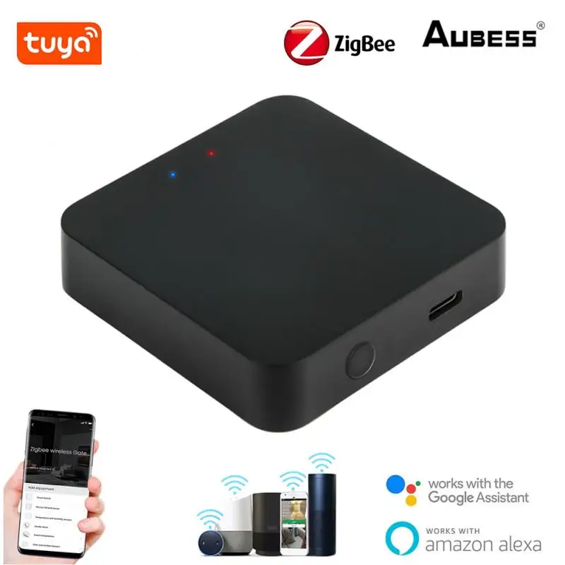 

Умный шлюз Aubess Tuya ZigBee, хаб для умного дома, мост, приложение Smart Life, беспроводной пульт дистанционного управления, работает с Alexa Google Home