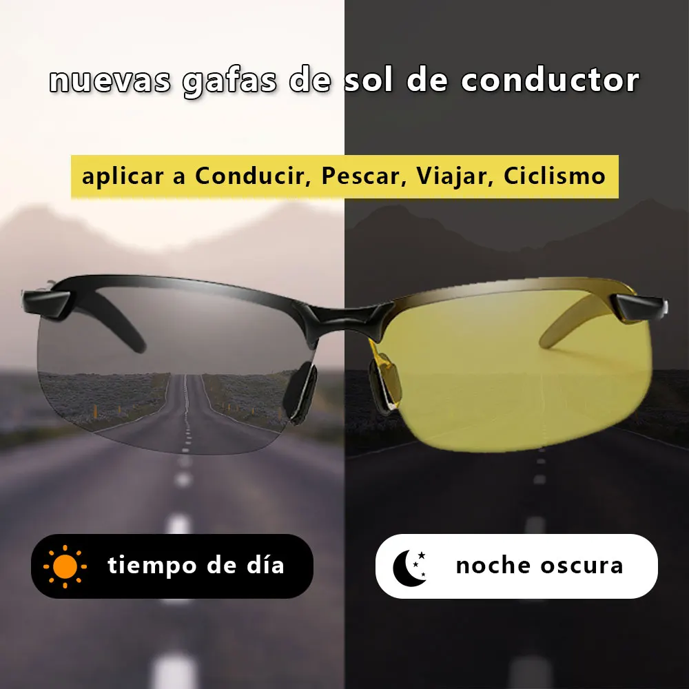 

Rimless Photochromic Sunglasses Men Polarized Day Night Driving Glasses Chameleon Anti-Glare Gafas de sol para hombre