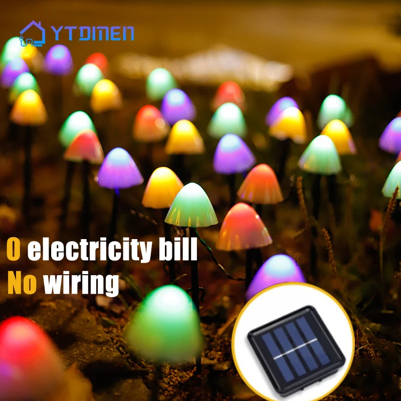 

Outdoor Solar Lights Cute Mushroom Christmas String Lamp Waterproof 3.5m 10 led Lawn Light for Garden Decoration Lighting 8 mode