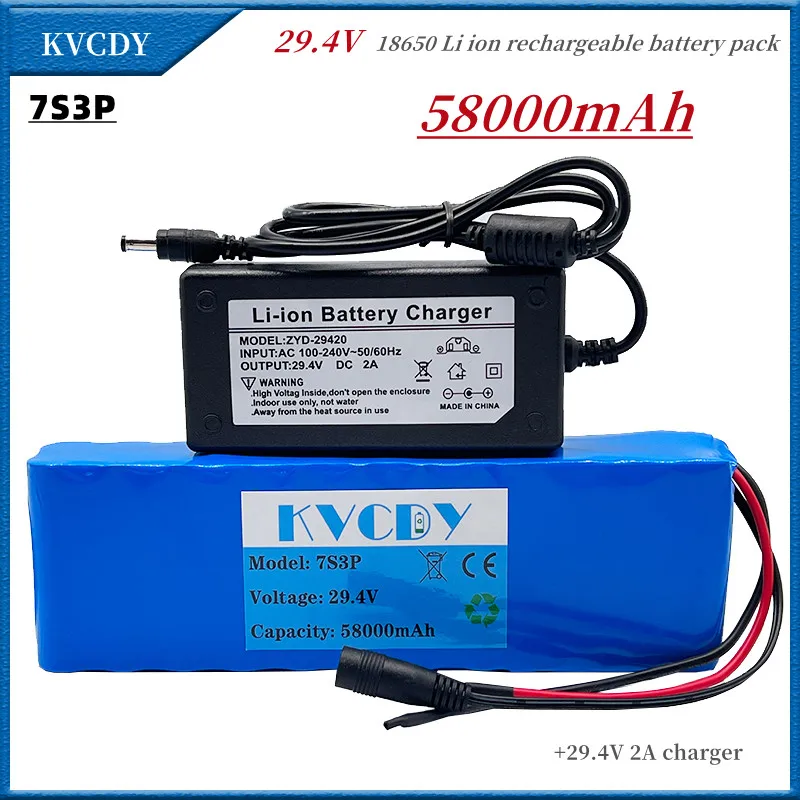 

24V 58Ah 7s3p 18650 battery lithium battery 24v 58000mAh electric bicycle moped electric lithium ion Battery pack + 29.4VCharger