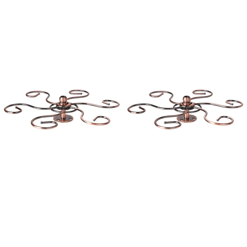 

AFBC 2X Rotatable Wine Glass Hanger Under Cabinet Spinning Stemware Hanging Racks Wine Glass Organizer Holder(Red Bronze)