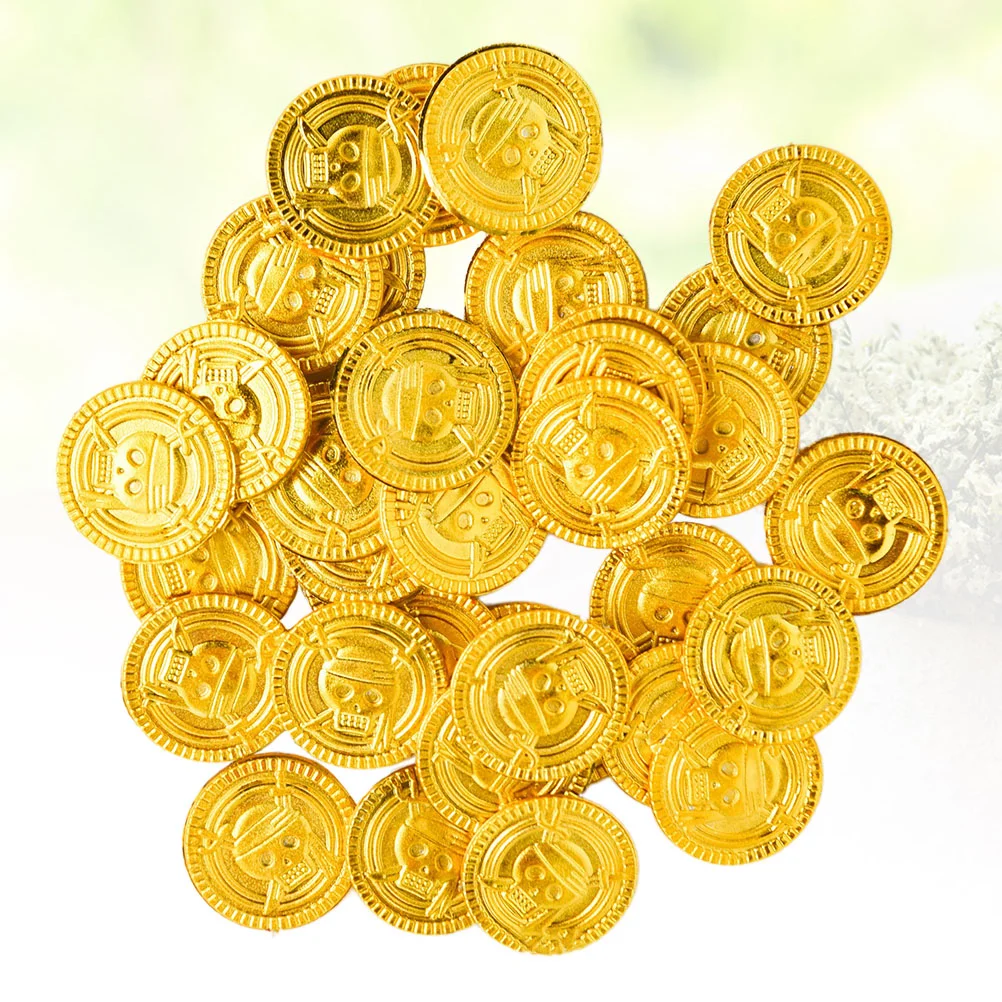 

100pcs Pirate Gold Coins Coins Pirate Treasure Fake Gold Coins Pirate Gems Fake Pirate