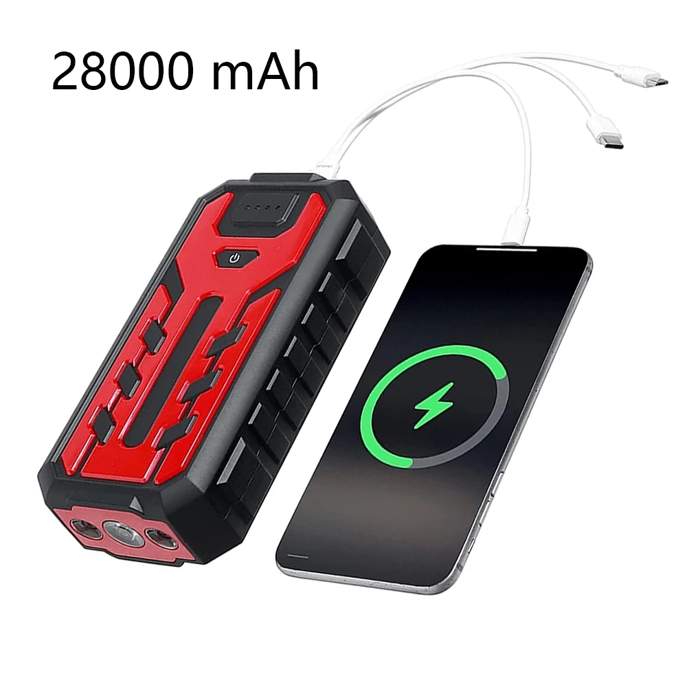 

Portable Power Bank 28000mAh 12v Starting Device With Bright Light SOS Dual USB Ideal For Emergency Car Battery Camping Travel