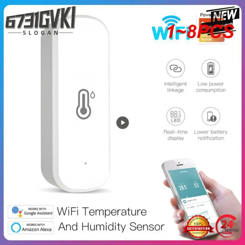 

1~8PCS Tuya WiFi/ZigBee Smart Temperature Humidity Sensor Smart Home Temperature Sensors Works With Alexa Assistant Smart