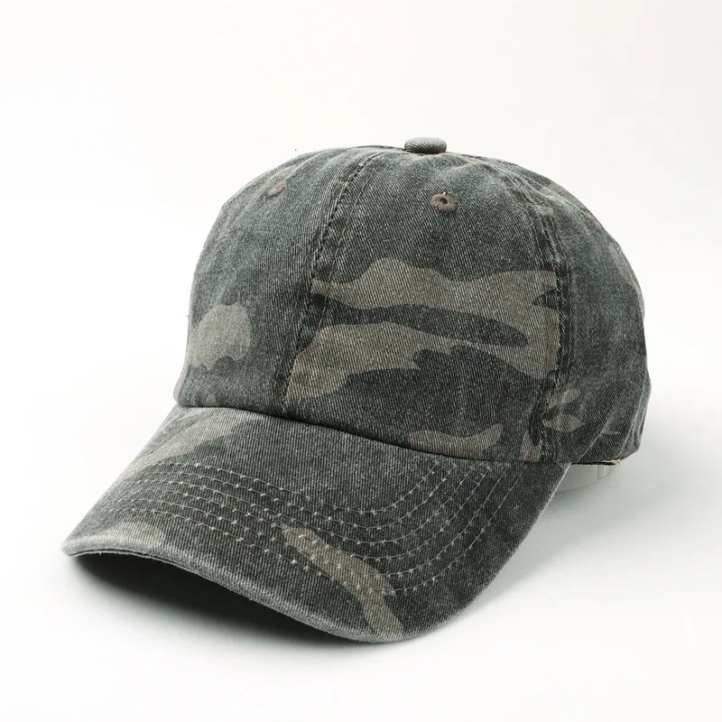 New washed denim camouflage curved brimmed baseball cap for spring and summer men's women's fashionable duckbill
