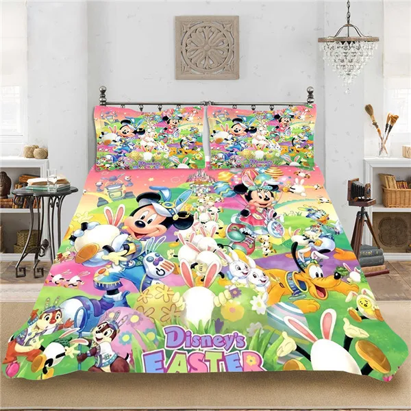 

Disney Easter Mickey Minnie Bedding Set 3D Digital Printing Children's Bedroom Decoration Duvet Pillow Cases 2/3pcs