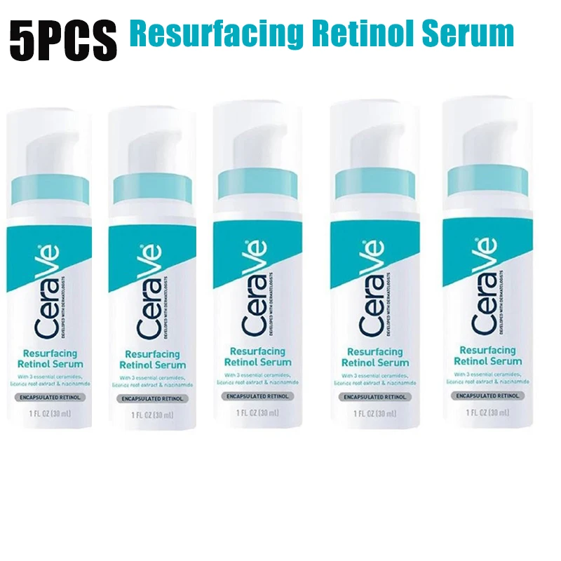 

5PCS CeraVe Resurfacing Retinol Serum For Post Acne Marks and Skin Texture Pore Refining Resurfacing Brightening Facial
