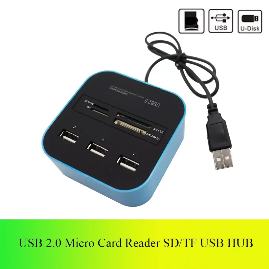 

3-портовый USB 2,0 концентратор TF Micro SD кардридер слот USB комбинированный Многофункциональный USB-разветвитель кабели для ноутбука Macbook