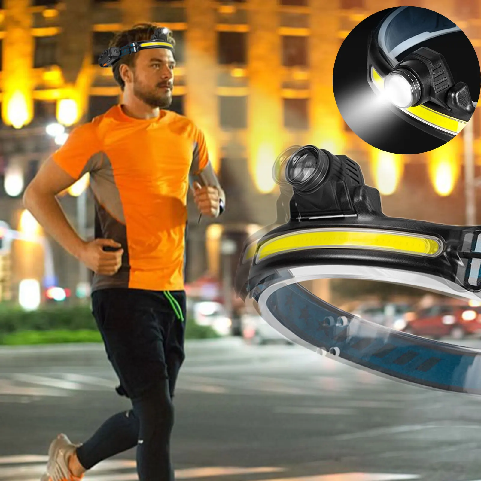 Индукционный светодиодный налобный фонарь с аккумулятором перезаряжаемый