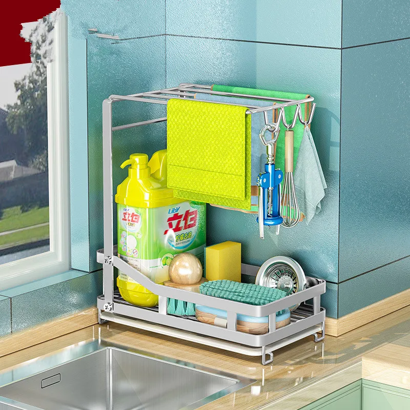 

Stainless steel dishcloth rack kitchen sink drain basket can be hung dishcloth dishwashing cloth storage artifact shelf