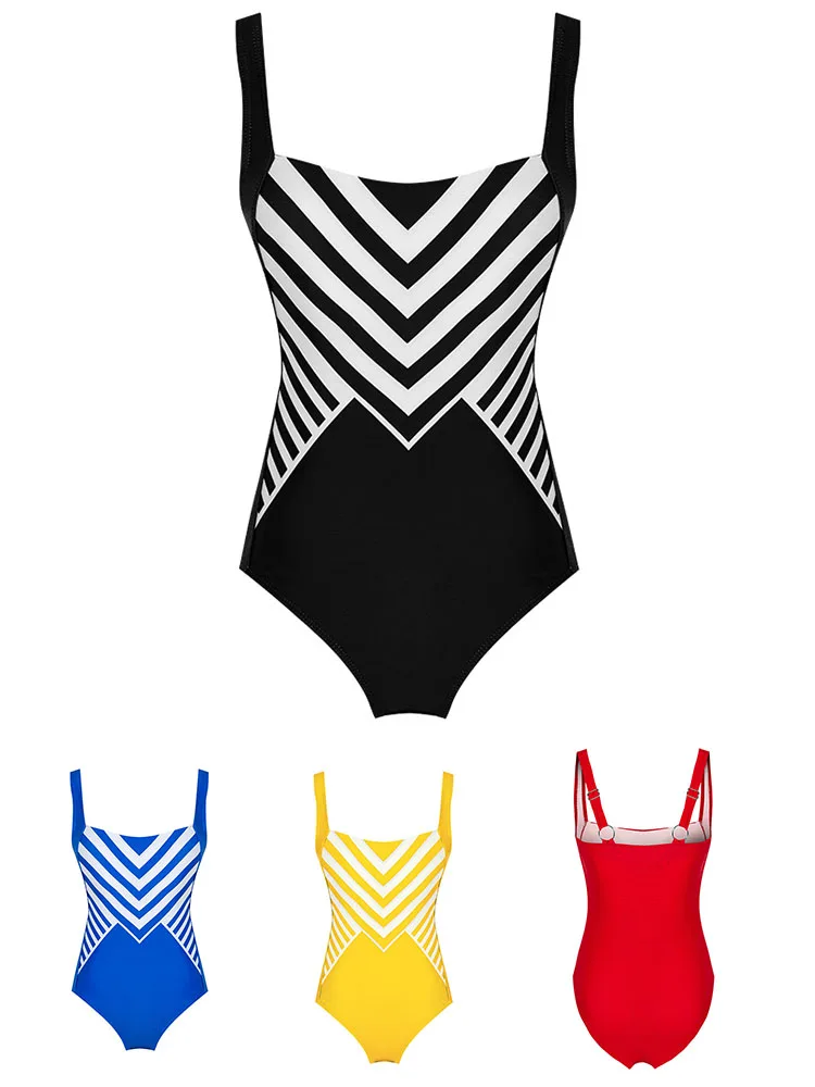 

New Fashion One Piece Swimwear Women Summer Sexy Swimsuit Vintage Printing Beach Swimming Bodysuit Female Beach Bathing Clothing