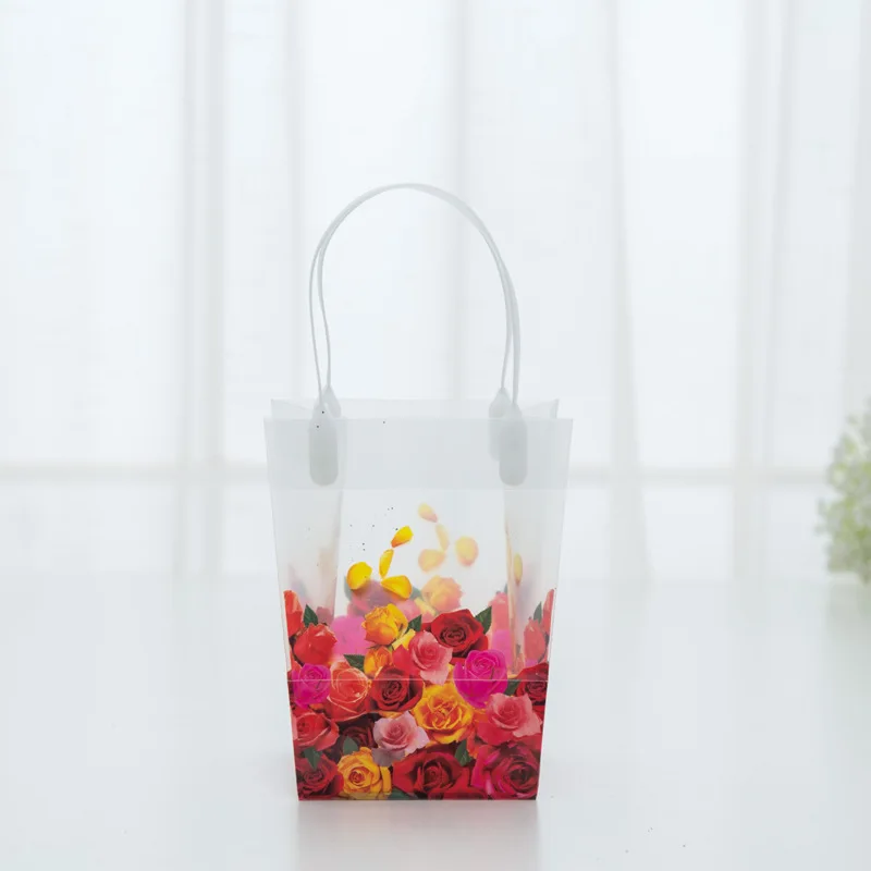 

10Pcs/lot Flower Pattern Small Gift Bag With Handles for Birthday Decoration Event Party Supplies plastic shopping bag candy bag