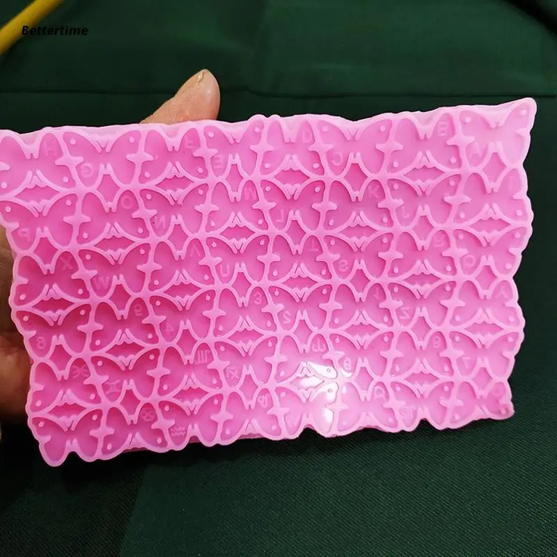 

B36D Butterfly Letter Keychain Silicone Mold with Hole Keyring Pendant DIY Craft