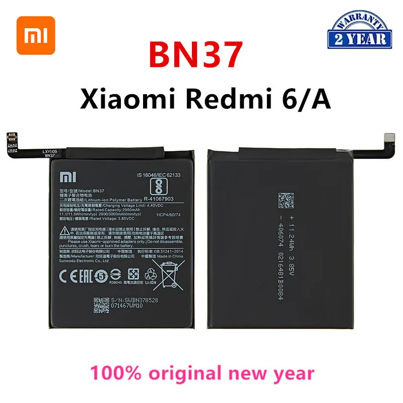 Оригинальный аккумулятор Xiao mi 100% BN37 3000 мАч для Xiaomi Redmi 6 Redmi6 Redmi 6A BN37 высококачественные сменные батареи для телефона