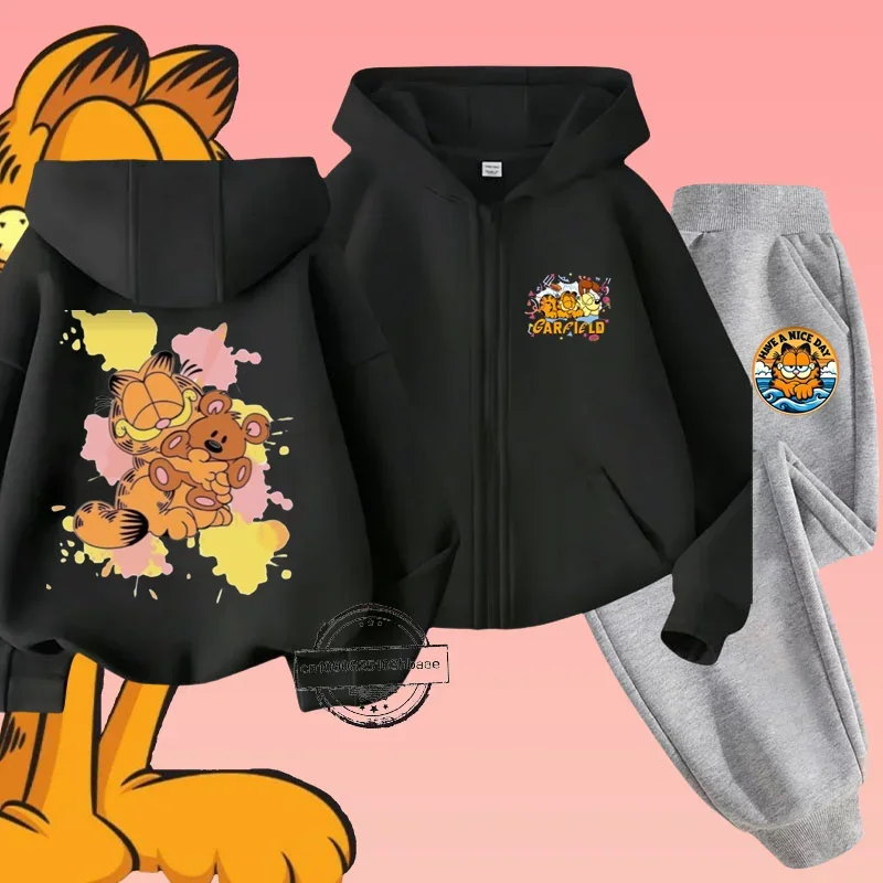 Детский Осенне-зимний Комплект Garfiel Повседневный Стиль Толстовка С Мультяшным