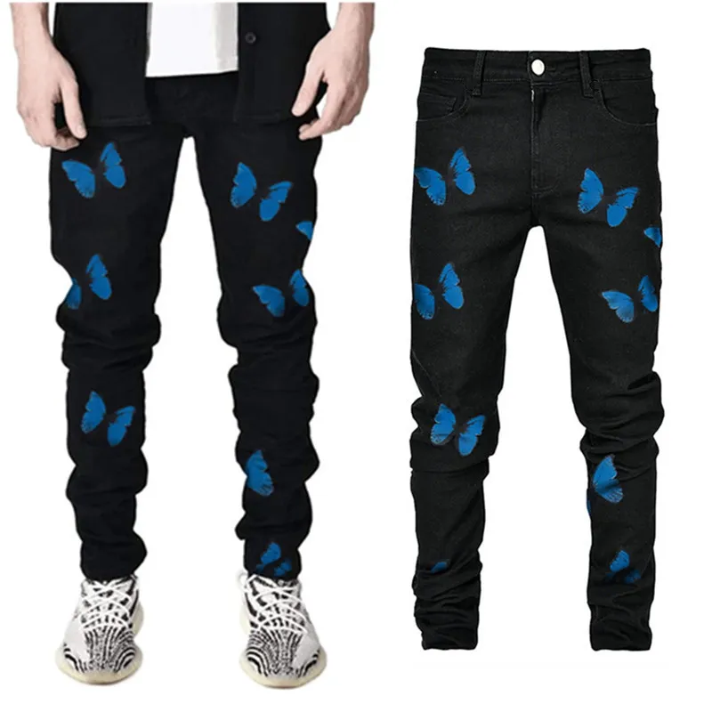 

24 новые модные повседневные леггинсы с принтом бабочки, трендовые брюки, мужские джинсы