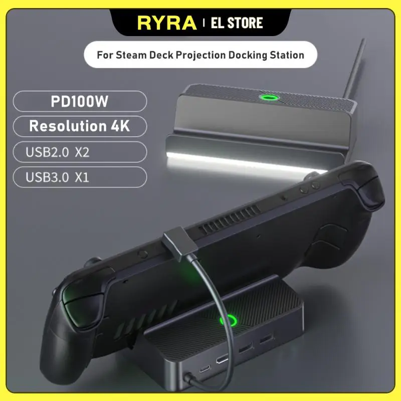 

RYRA Steam Deck Docking Station TV Base Stand 5 In 1 Hub USB3.0 Dock 4K60HZ HDMI-compatible PD 100W USB-C For Steam Deck Console