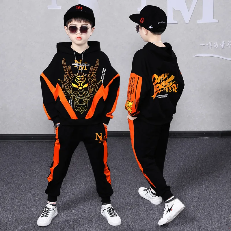 

3-14 Years Teenage Boys Clothing Set 2022 Spring Autumn Kids Hip-hop Outfits Hoodie+Pants 2pcs Children Clothes Kids Sport Suit