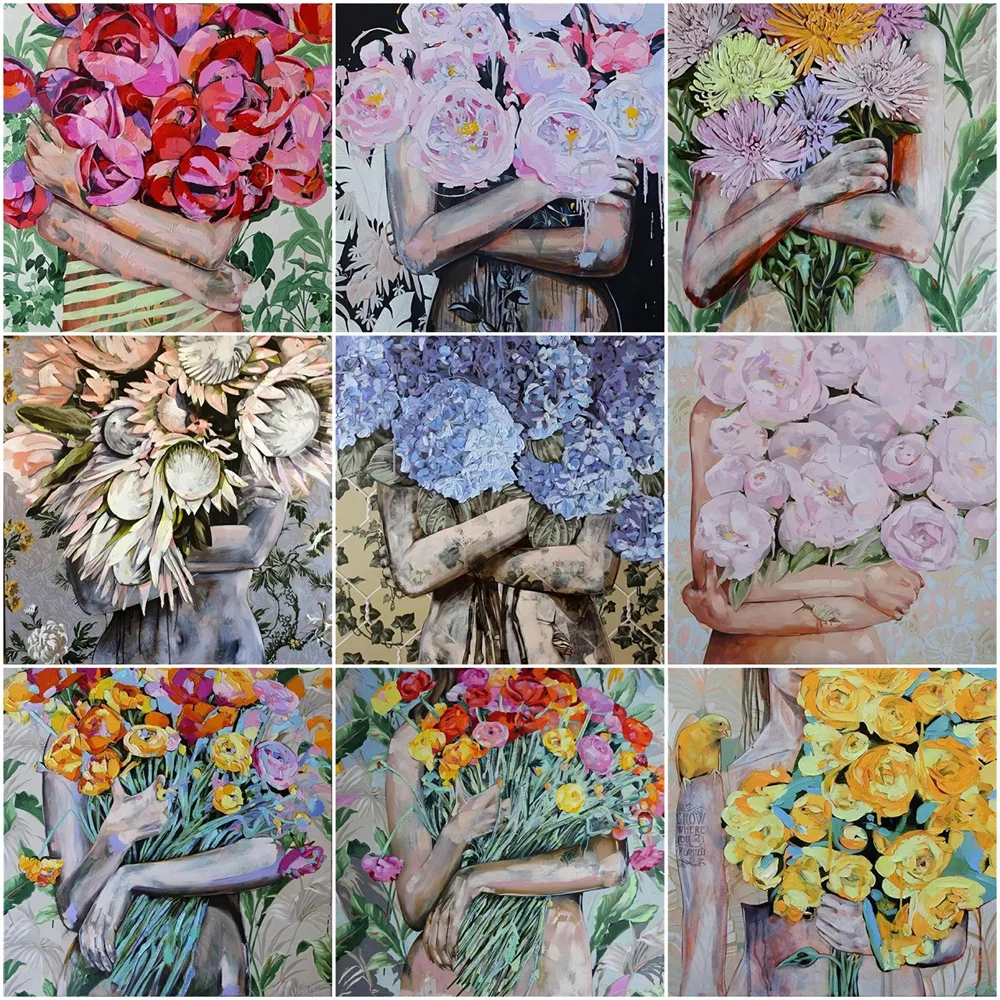 

Алмазная живопись HUACAN, картина с цветочной вышивкой для девочек, квадратная/круглая искусственная Бриллиантовая 5D картина, хобби, украшени...