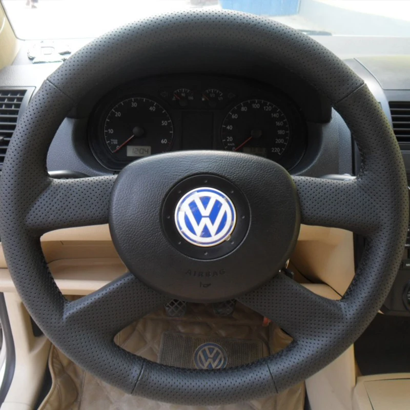5 (v) Touran 2003-2005 Polo Fox Hand-stitched Genuine Leather Car Steering Wheel Cover