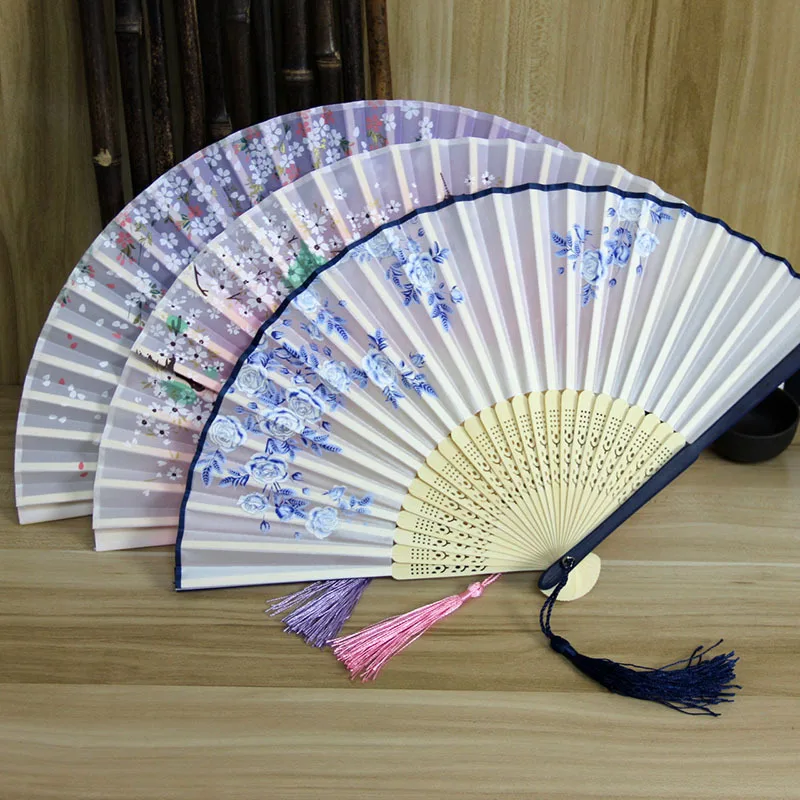 

Fan Chinese Style Vintage Female Japanese Small Retro Home Decoration Ornament Dance Classical Folding Hand Fan Art Craft Gift