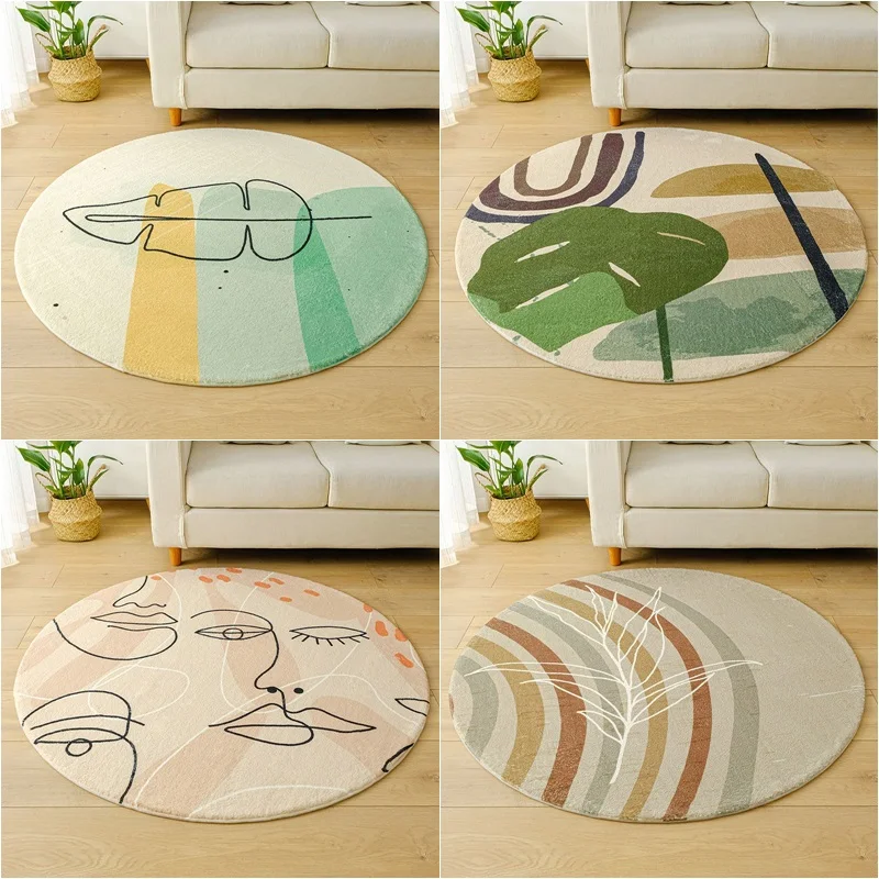 

Round Bedroom Bedside Carpets Pink Girl Cashmere Rug Nordic Style Non Slip Floor Mats Soft Fluffy Rug Living Room Decoration