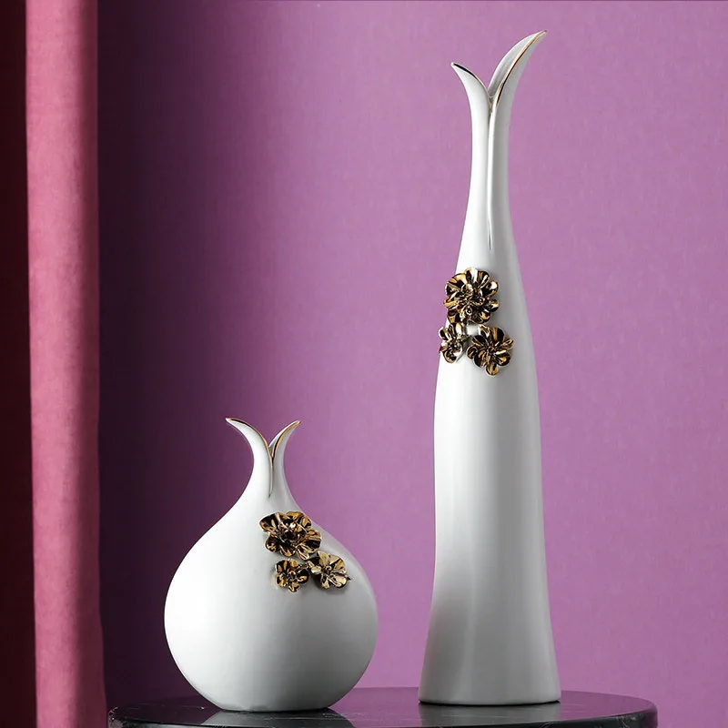 

Modern Ceramic Vase Simulation Flower Ornaments Home Livingroom Desktop Furnishing Decoration Porch Coffee Table Figurines Craft