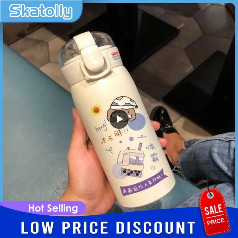 

500ml Vacuum Thermos Flask With Straw Thermos Mug Cute Simple And Creative Straw Cup 304 Stainless Steel High Quality