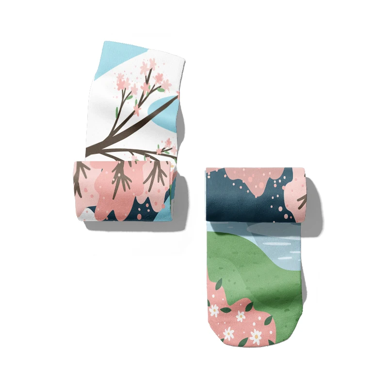 Fashion Sweet Women Long Socks New Design Oil Painting Landscape Pattern 3D Printing Middle Tube Socks Harajuku Casual Gift Sock