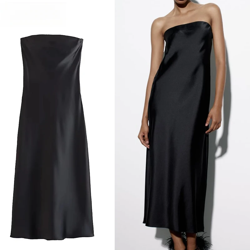 

Black Long Dresses For Women Off Shoulder Satin Dress Woman Summer Backless Sexy Evening Dresses Elegant Party Dresses