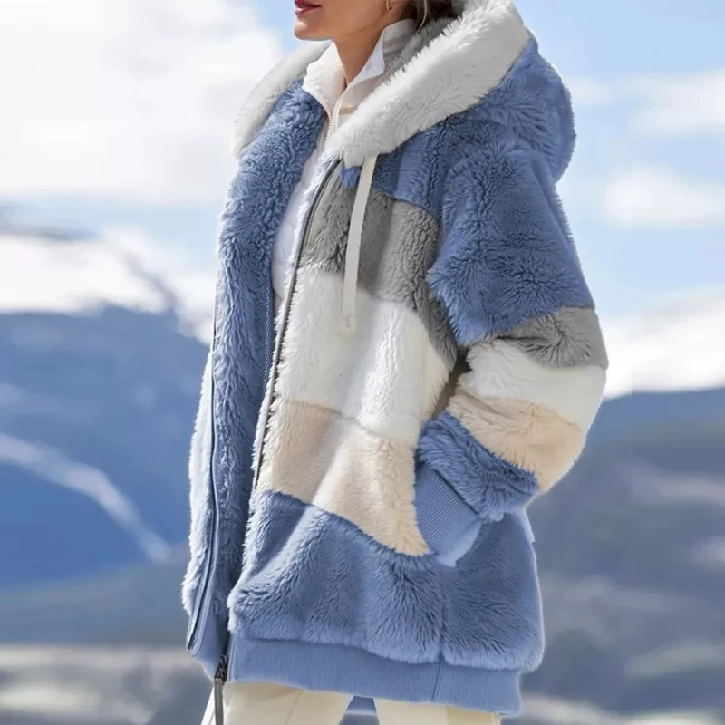 Зимнее плотное теплое пальто CZJMS из плюша, женские куртки с длинным рукавом и карманами из искусственного меха, Женское пальто, модное осенн... от AliExpress WW