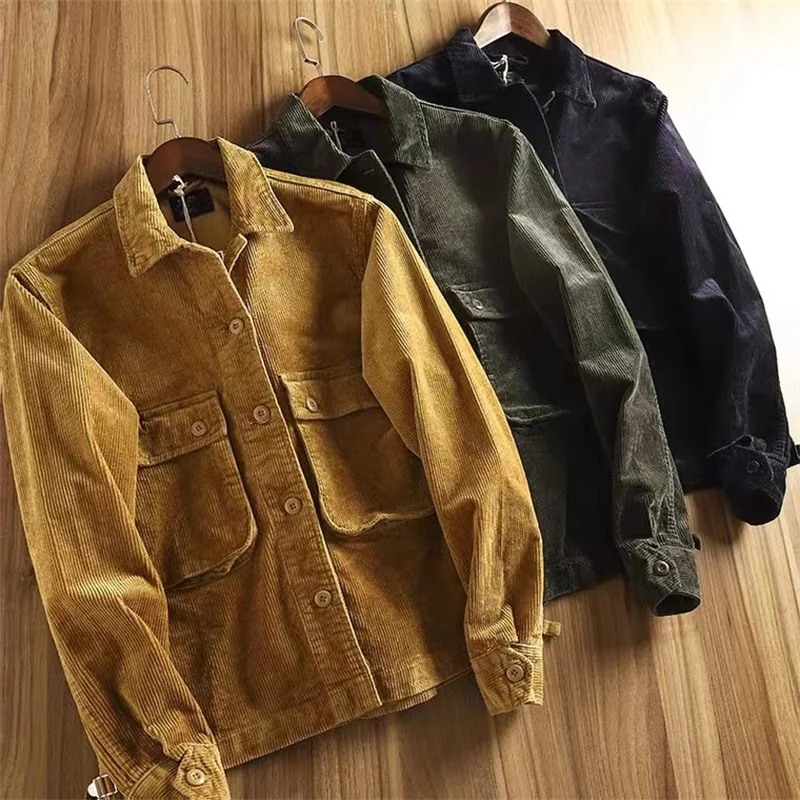 

Vintage corduroy jacket men's overalls Shirt Jacket Casual personality