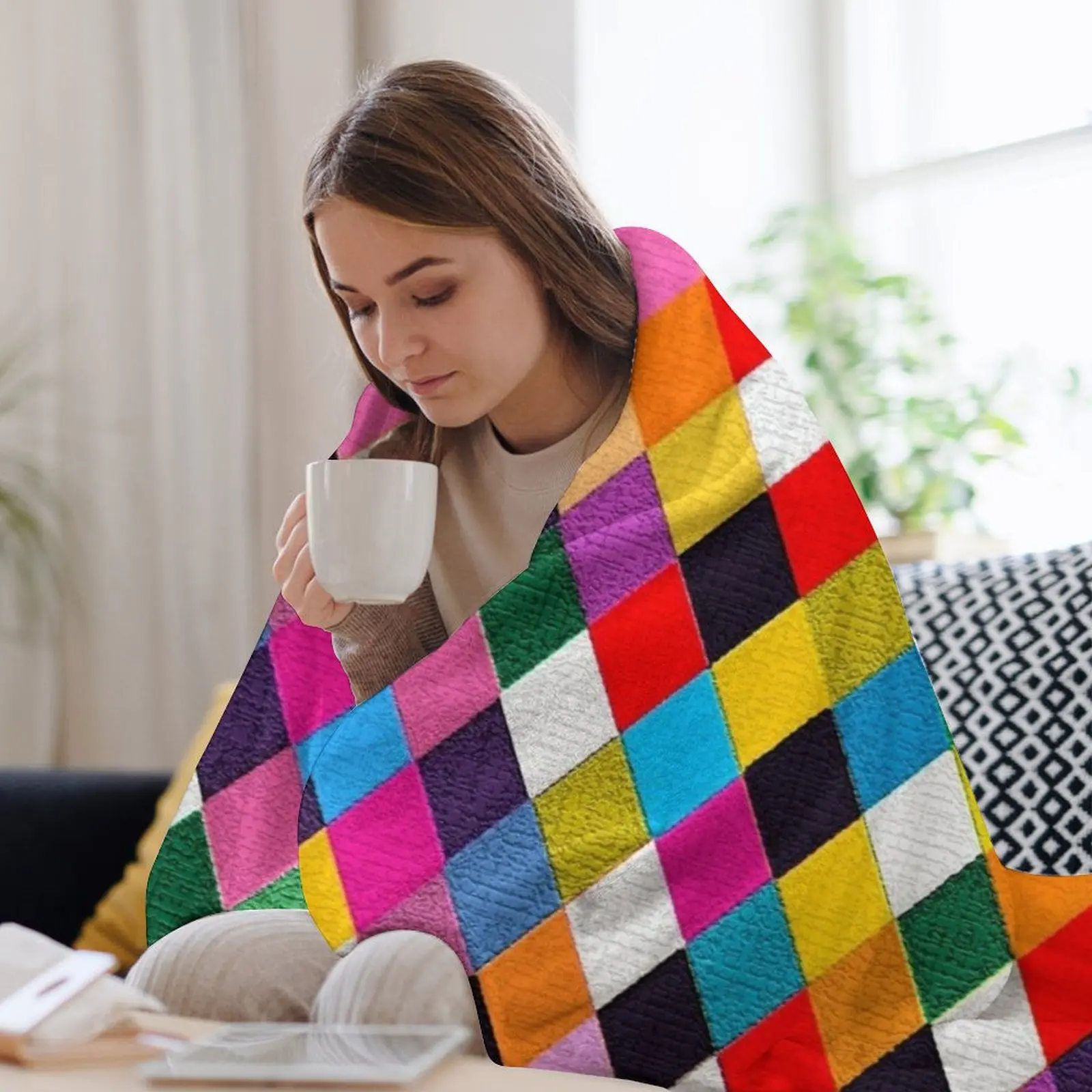 MARDI GRAS HARLEQUIN PATTERN Красочные карнавальные бриллианты Bulgan Lumini Плед Фланелевые