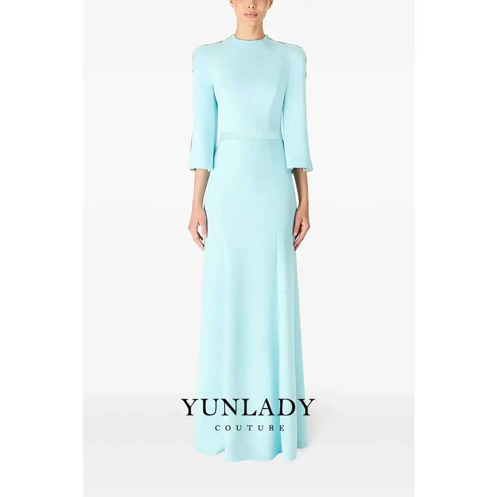 YUNLAN платье для выпускного вечера с круглым вырезом и кристаллами бисером длиной