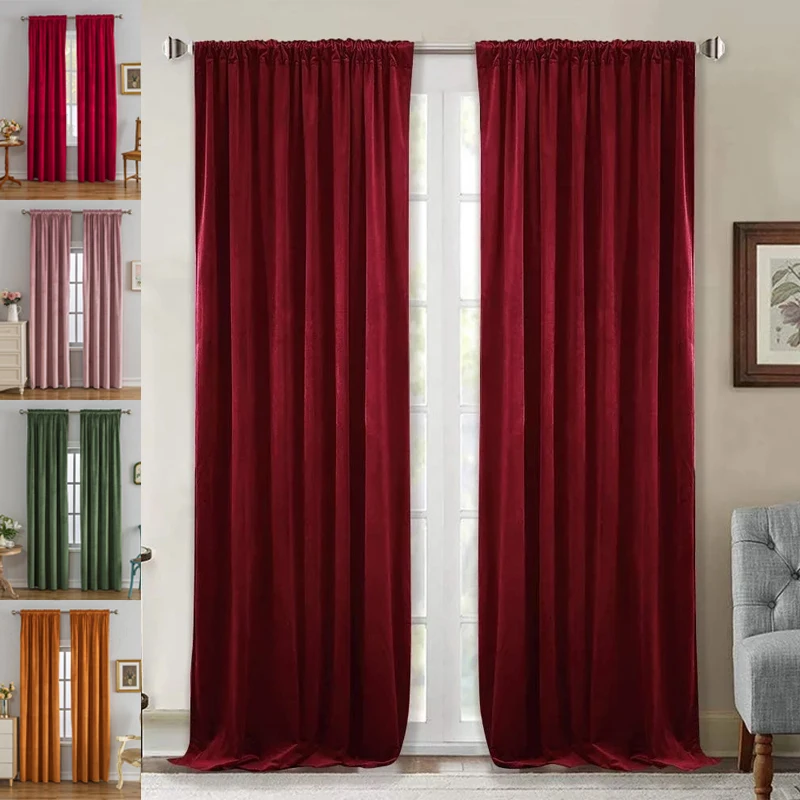Красные бархатные занавески для театра Супермягкие изолированные гостиной