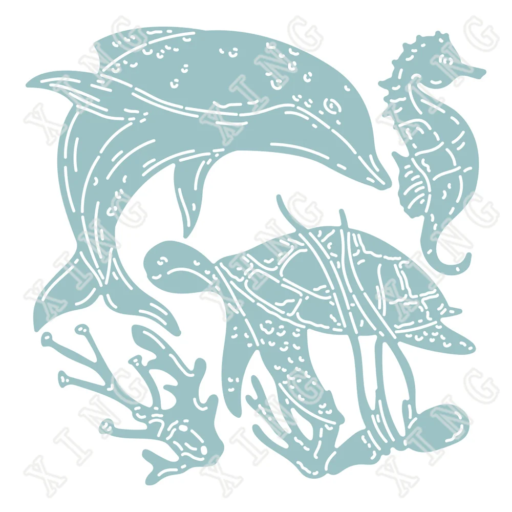 

New Whale Turtle Sealife Metal Cutting Dies Scrapbook Diary Decoration Stencil Embossing Template Diy Greeting Card Handmade